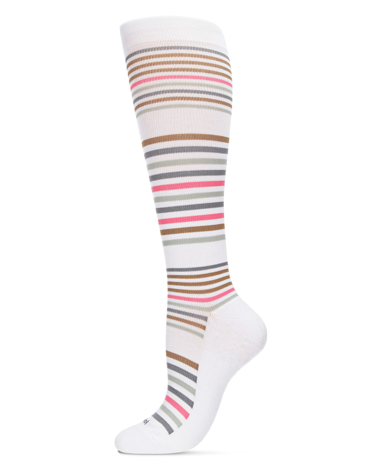 Women's Classic Stripes Bamboo Blend 8-15mmHg Graduated Compression Socks : Color: White