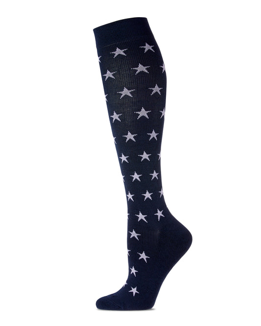 Women's Old Glory Bamboo Blend 8-15mmHg Graduated Compression Socks : Color: Navy