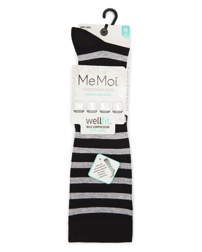 Women's Cabana Stripe Bamboo Blend 8-15mmHg Graduated Compression Socks : Color: Black