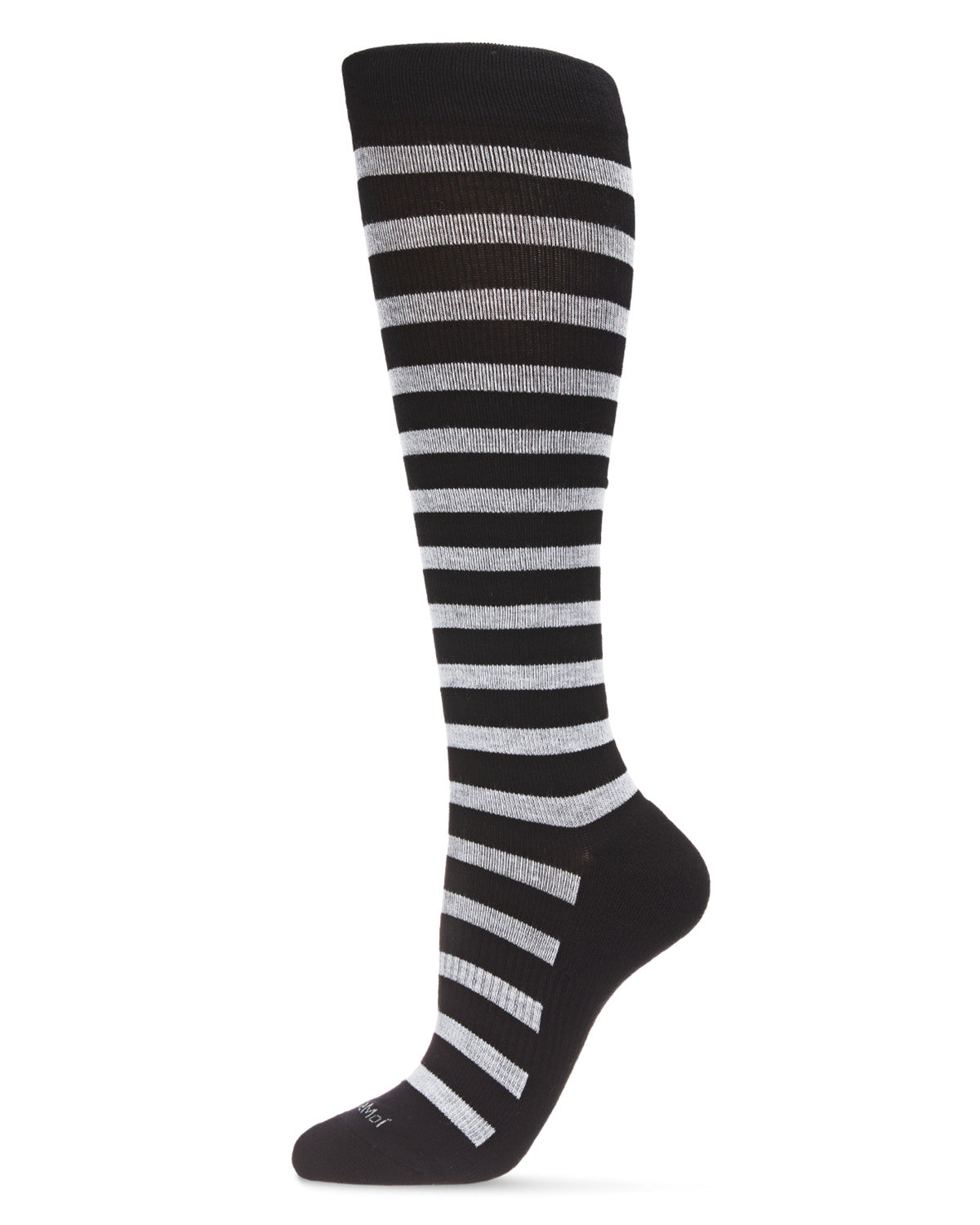 Women's Cabana Stripe Bamboo Blend 8-15mmHg Graduated Compression Socks : Color: Black