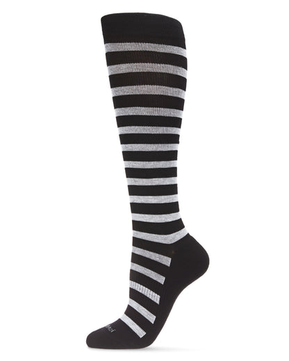 Women's Cabana Stripe Bamboo Blend 8-15mmHg Graduated Compression Socks : Color: Black
