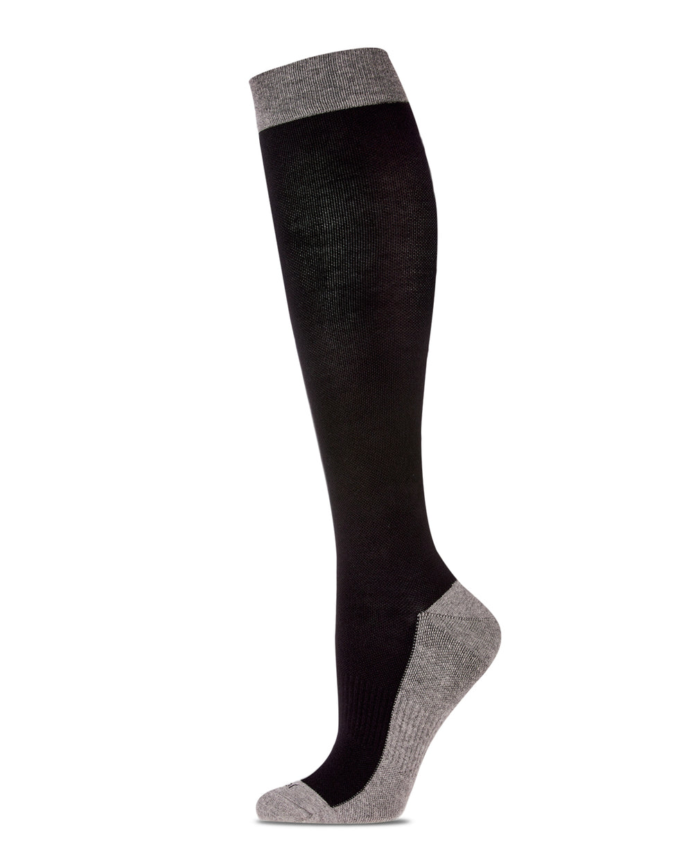 Women's Two-Tone Contrast Bamboo Blend 8-15mmHg Graduated Compression Socks : Color: Black