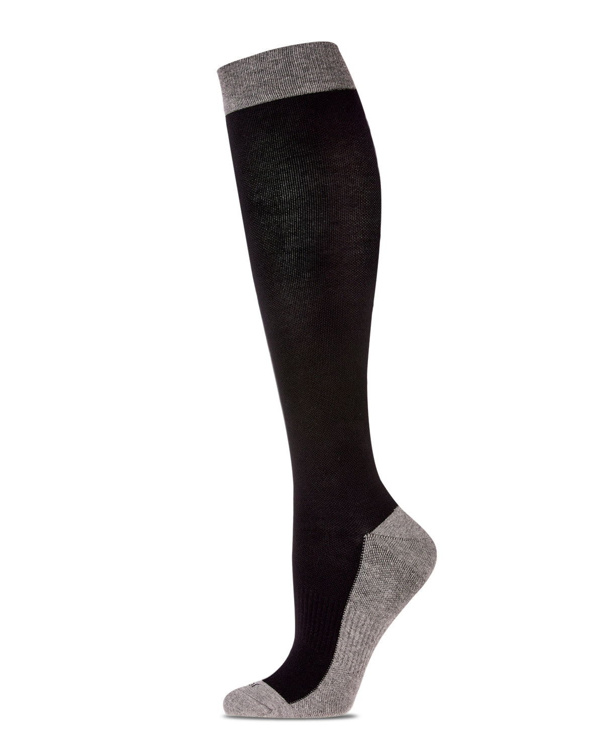 Women's Two-Tone Contrast Bamboo Blend 8-15mmHg Graduated Compression Socks : Color: Black