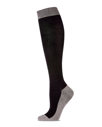 Women's Two-Tone Contrast Bamboo Blend 8-15mmHg Graduated Compression Socks : Color: Black