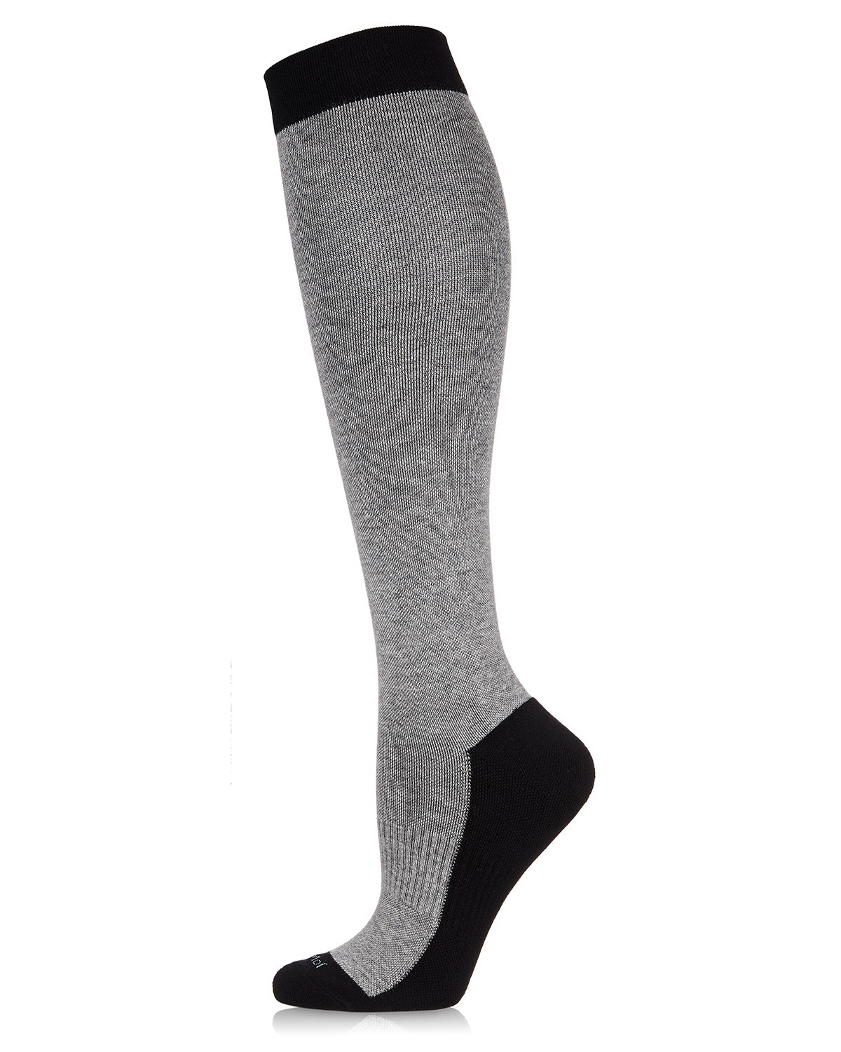 Women's Two-Tone Contrast Bamboo Blend 8-15mmHg Graduated Compression Socks : Color: MedGray Heather