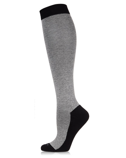 Women's Two-Tone Contrast Bamboo Blend 8-15mmHg Graduated Compression Socks : Color: MedGray Heather