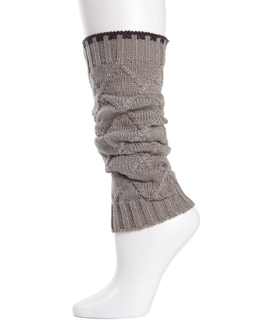 Criss-Cross Girls Knit Legwarmers : Color: Medium Gray