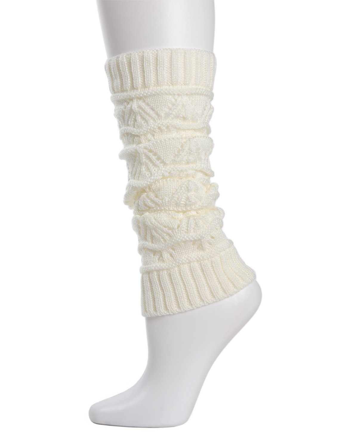 Triangle Scallop Girls Legwarmers : Color: Ivory