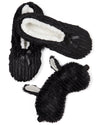Cuddly Critter Eye Mask & Slipper Set : Color: Black