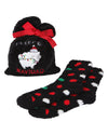 Fleece Navidad Cozy Polka-Dot Socks & Gift Bag Set : Color: Black