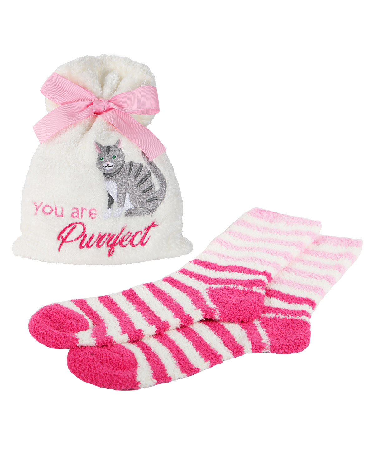 You are Purrfect Cozy Socks & Gift Bag Set : Color: Ivory