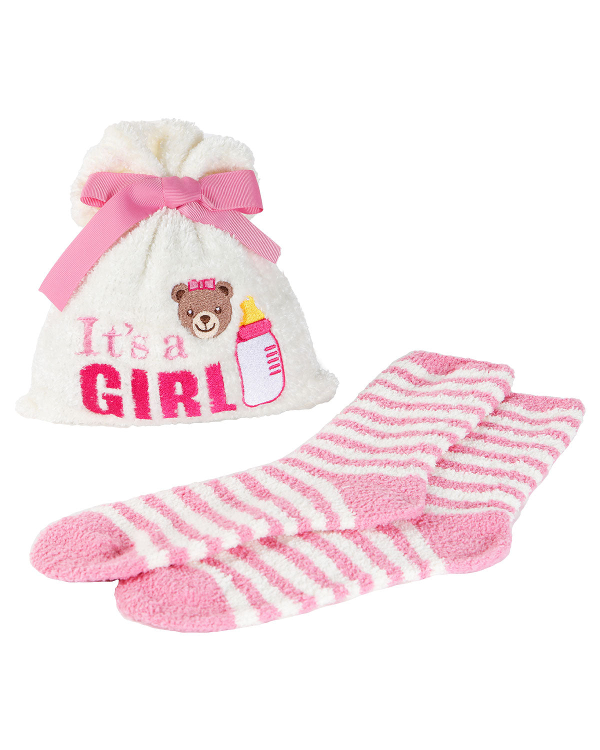 It’s a Girl Cozy Sock & Gift Bag Set : Color: Ivory