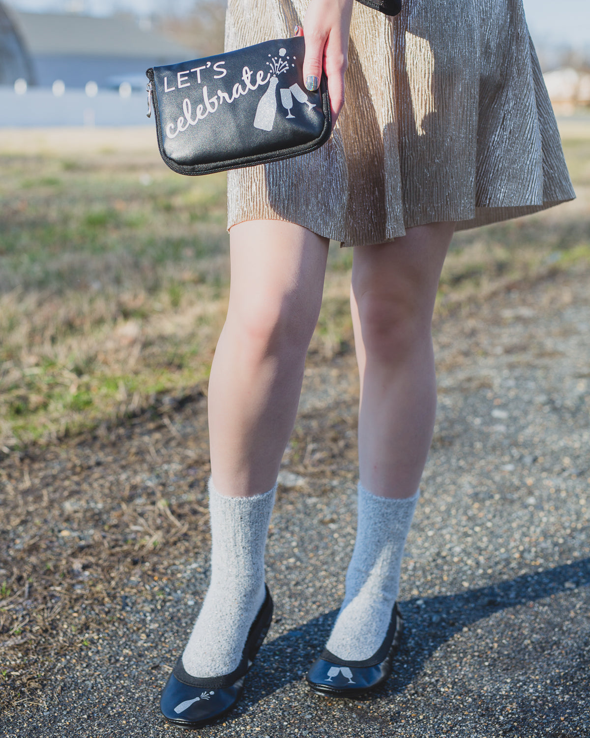 Let's Celebrate Foldable Flats Pouch Set : Color: Black