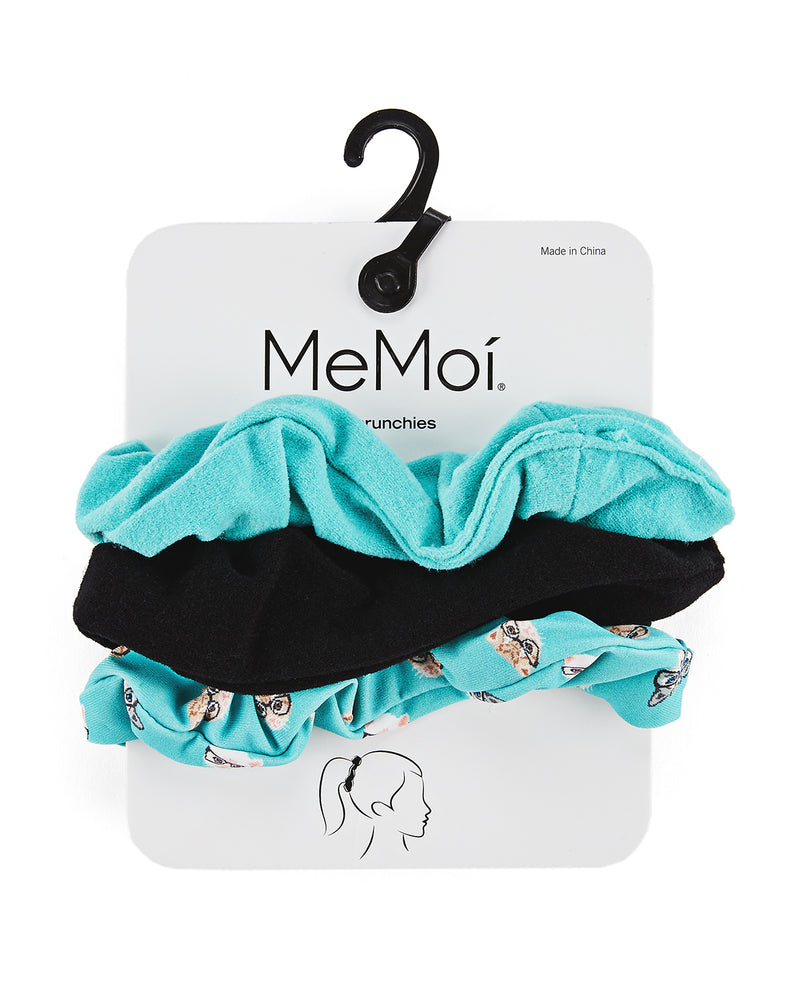 MeMoi Studious Cats 3-Pack Hair Scrunchies