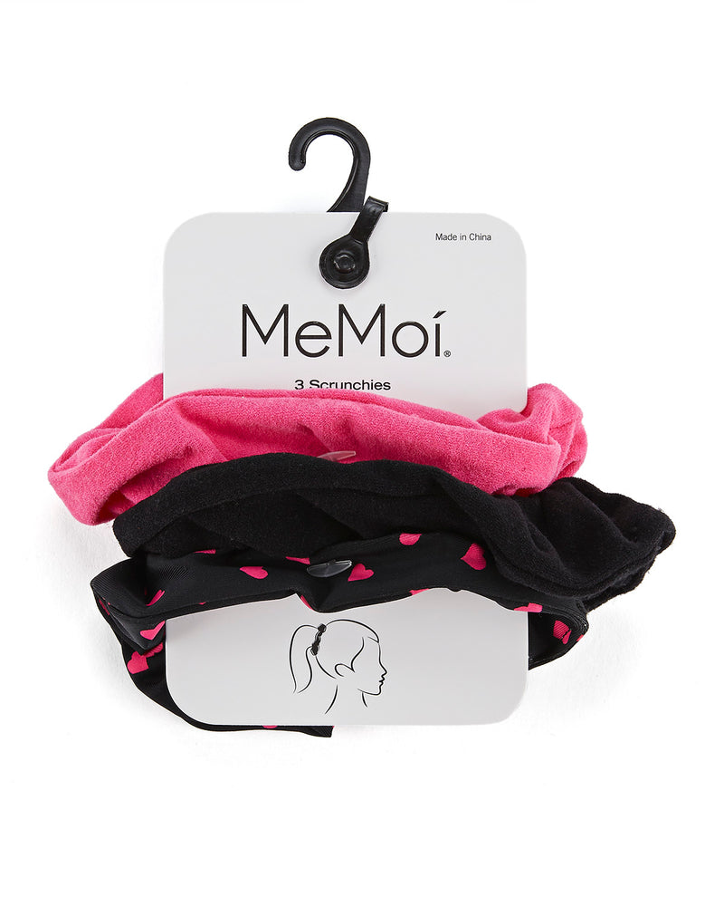 MeMoi Pindot Hearts 3-Pack Hair Scrunchies