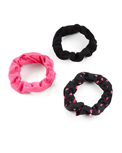 Pindot Hearts 3-Pack Hair Scrunchies : Color: Black