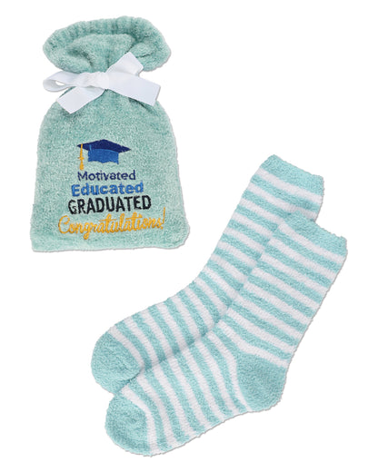 Motivated Educated Graduated Cozy Socks & Gift Set : Color: Blue