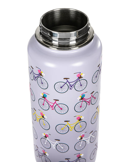Thermal Insulated Stainless Steel Bicycles 32 Oz Water Bottle : Color: Lavender