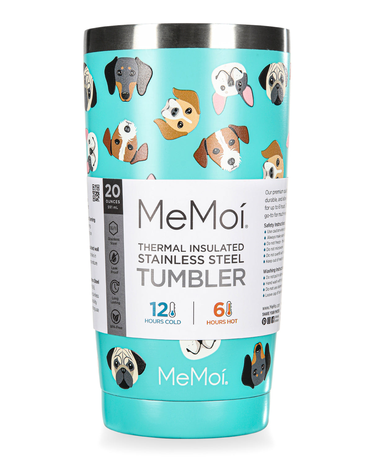 Thermal Insulated Stainless Steel Dogs 20 Oz Coffee Tumbler : Color: Seafoam