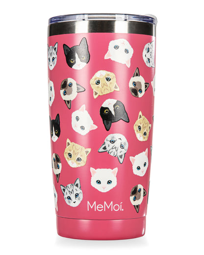 Thermal Insulated Stainless Steel Cats Pattern 20 Oz Coffee Tumbler : Color: Confetti Pink