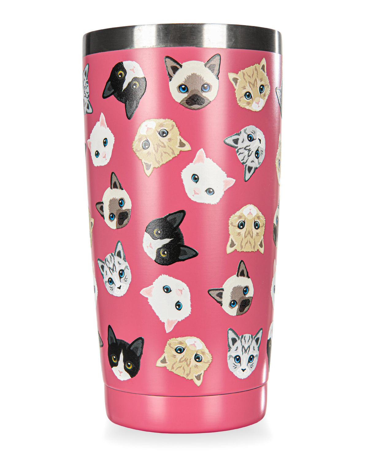 Thermal Insulated Stainless Steel Cats Pattern 20 Oz Coffee Tumbler : Color: Confetti Pink
