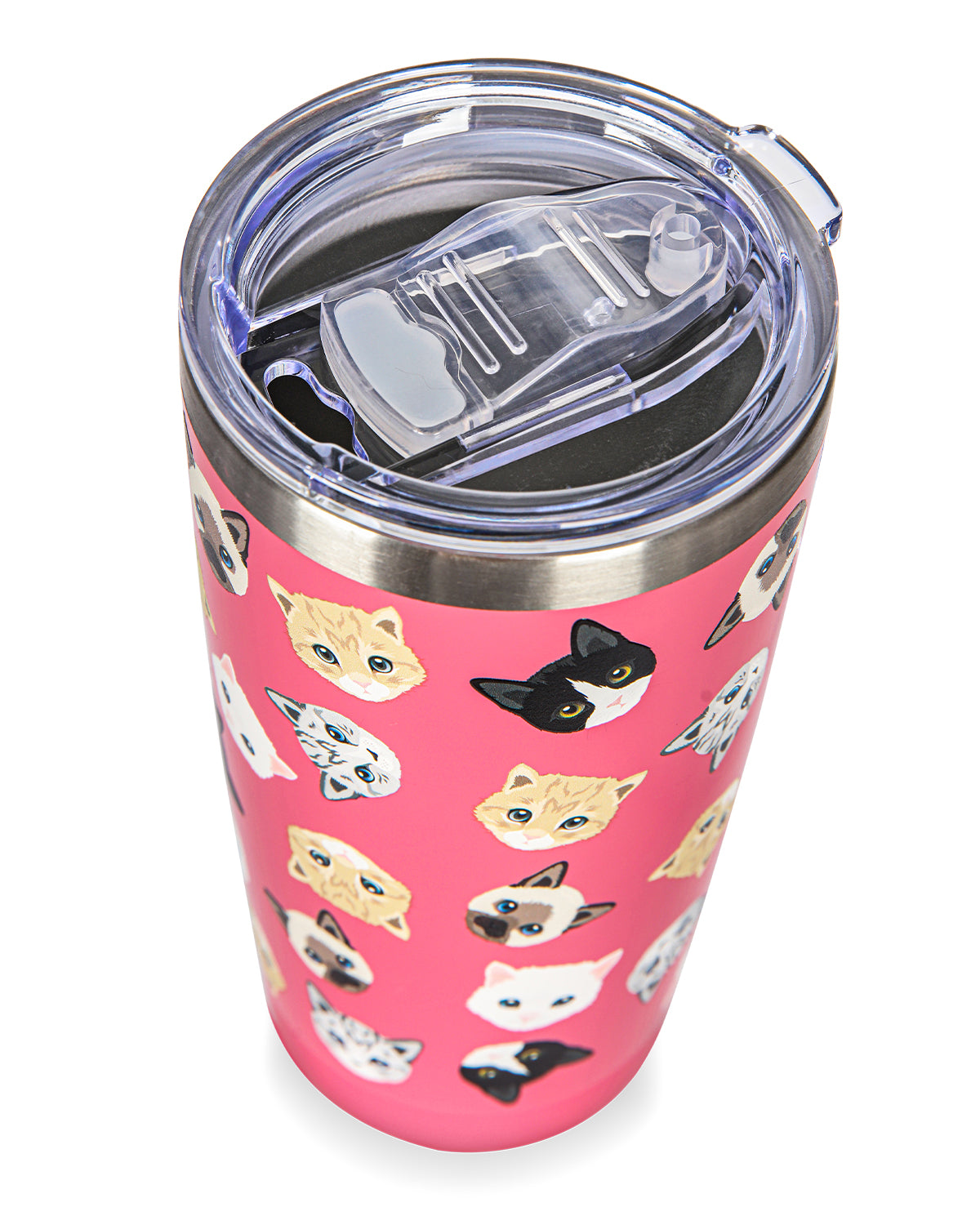 Thermal Insulated Stainless Steel Cats Pattern 20 Oz Coffee Tumbler : Color: Confetti Pink