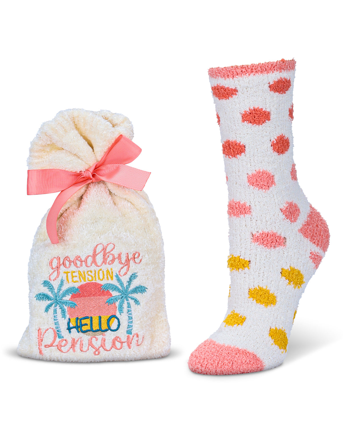 Goodbye Tension Hello Pension Cozy Socks & Gift Set : Color: Ivory