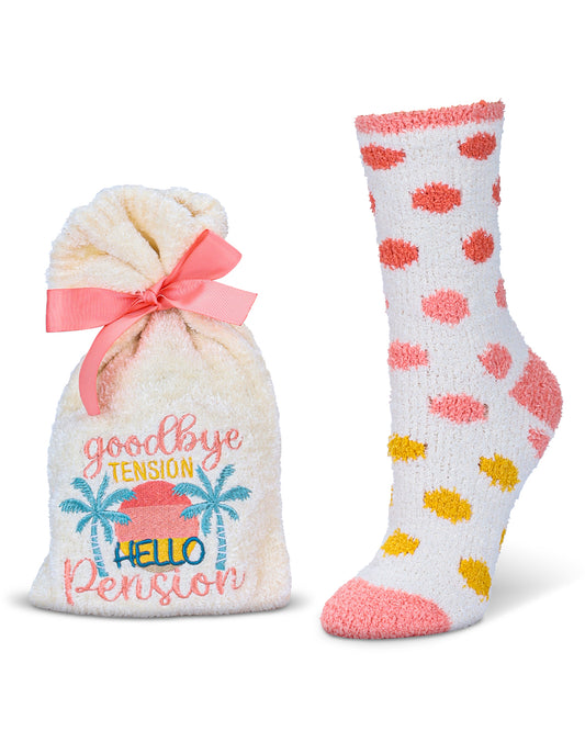 Goodbye Tension Hello Pension Cozy Socks & Gift Set : Color: Ivory