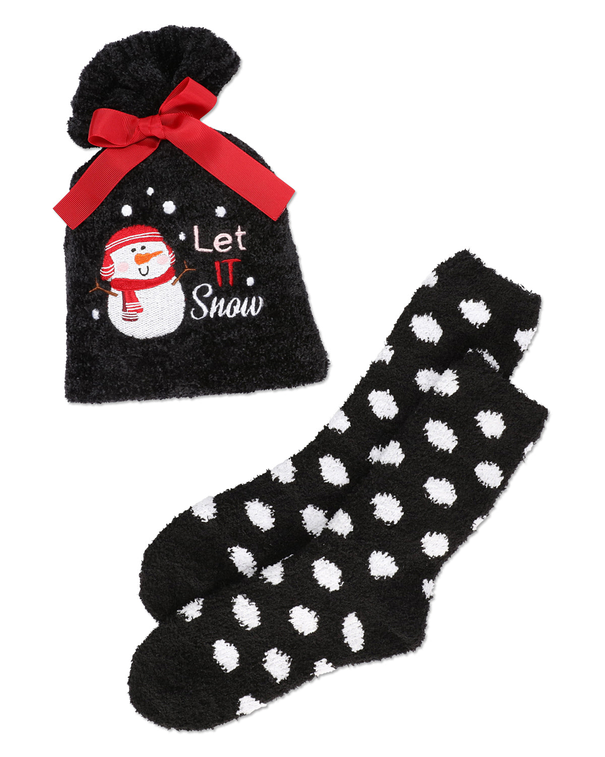 Women's Let It Snow Cozy Sock & Gift Set : Color: Black