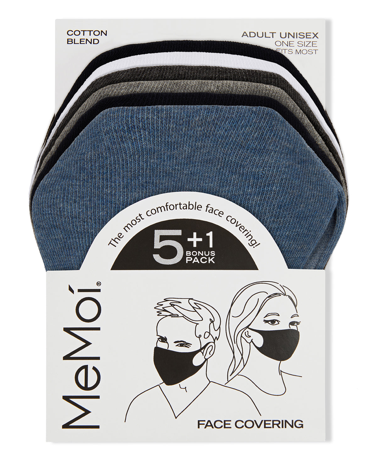 Unisex Cotton Blend Face Covering 6 Pack : Color: HEATHER MIX