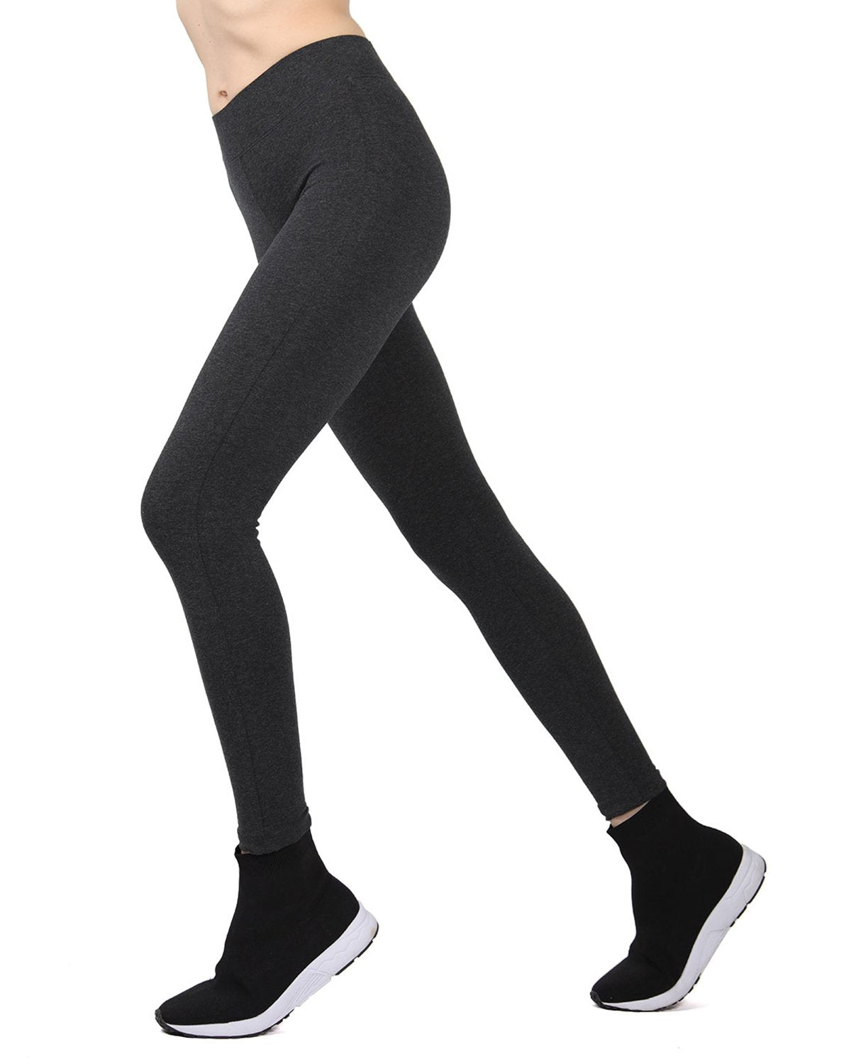 Women's Comfort Cotton Blend Lightweight Leggings : Color: Dark Gray Heather