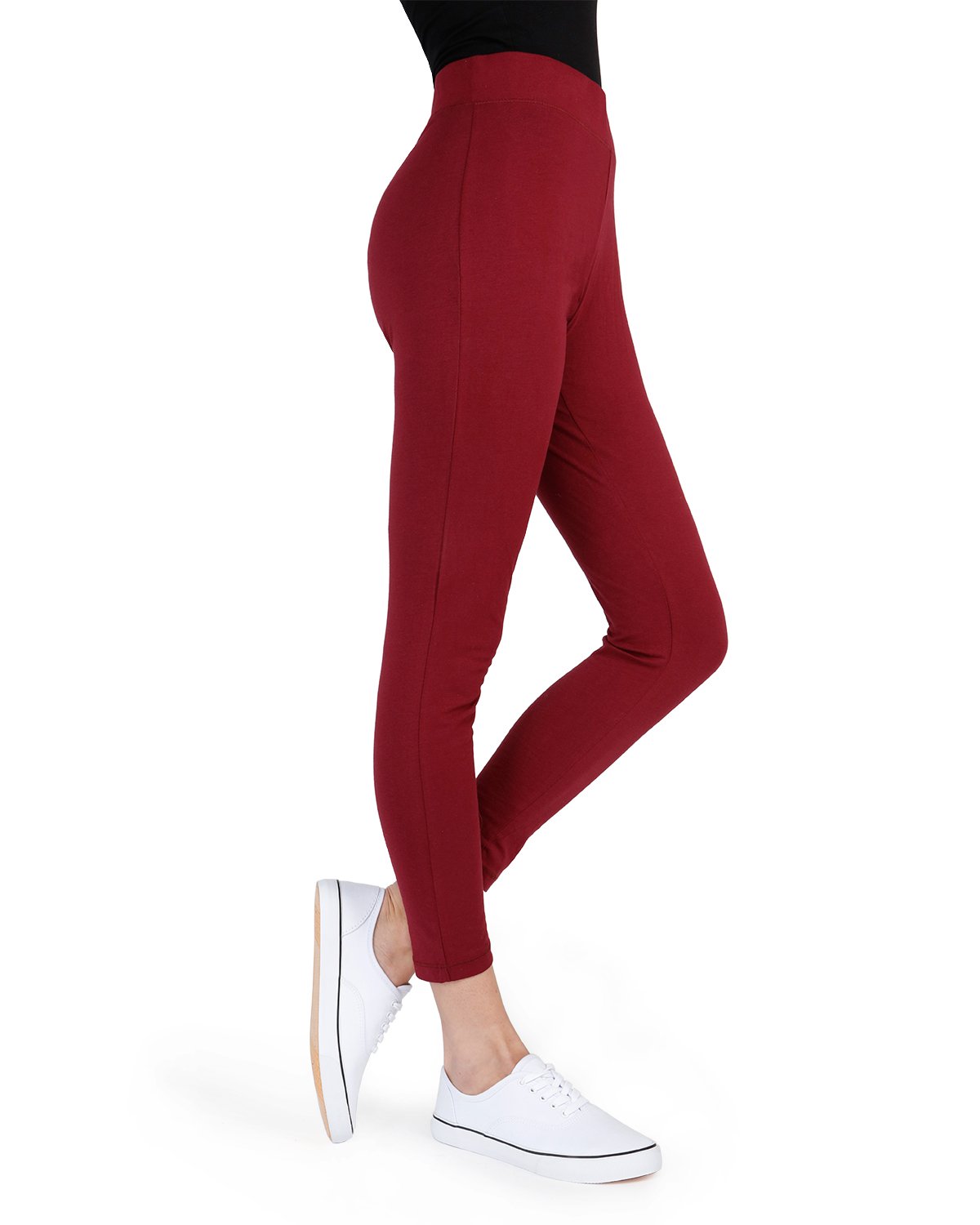 Women's Comfort Cotton Blend Lightweight Leggings : Color: Burgundy