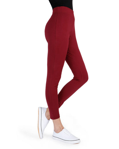 Women's Comfort Cotton Blend Lightweight Leggings : Color: Burgundy