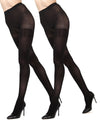 Control Top Solid Microfiber Tights 2 Pack : Color: Black/Black