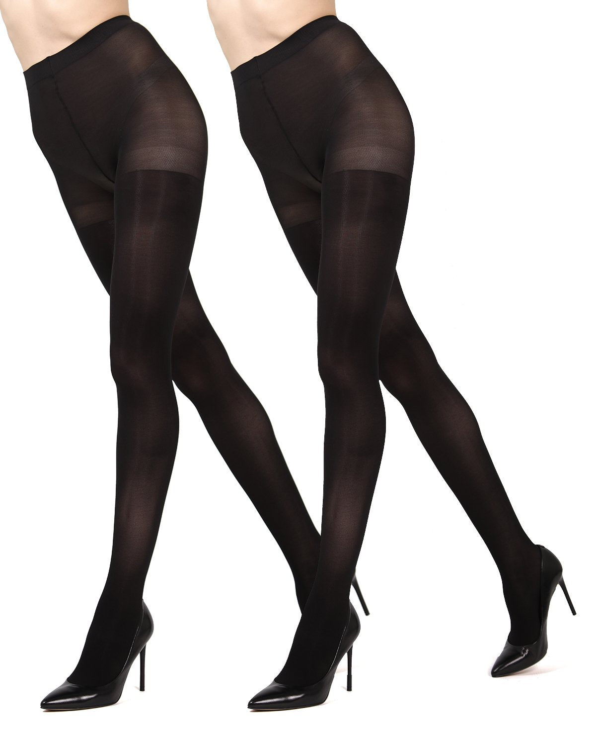 Control Top Solid Microfiber Tights 2 Pack : Color: Black/Black