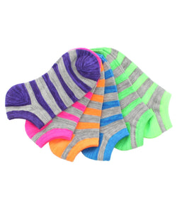 MeMoi Stripe Over Low Cut Socks 6 Pack
