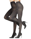 Ribbed/Solid Control Top Tights 2-Pack : Color: Gray Heather-Black