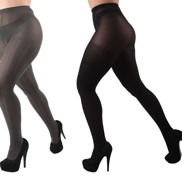 Solid 2 Pair Pack Control Top Tights