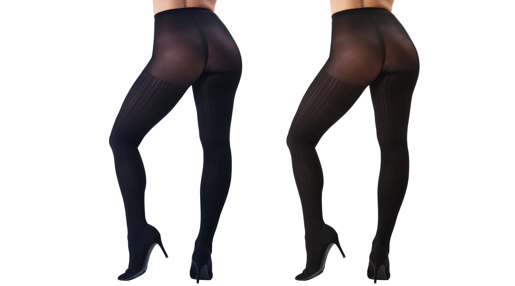 Cable Ribbed/Solid Control Top Tights 2-Pack : Color: Brown/Black