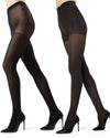 Chevron Wave/Solid Control Top Tights 2 Pack : Color: Brown/Black