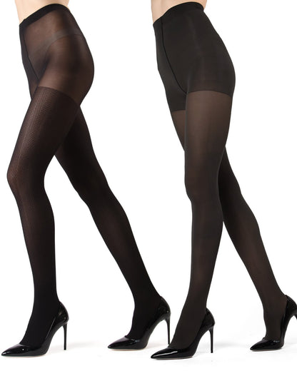 Chevron Wave/Solid Control Top Tights 2 Pack : Color: Brown/Black
