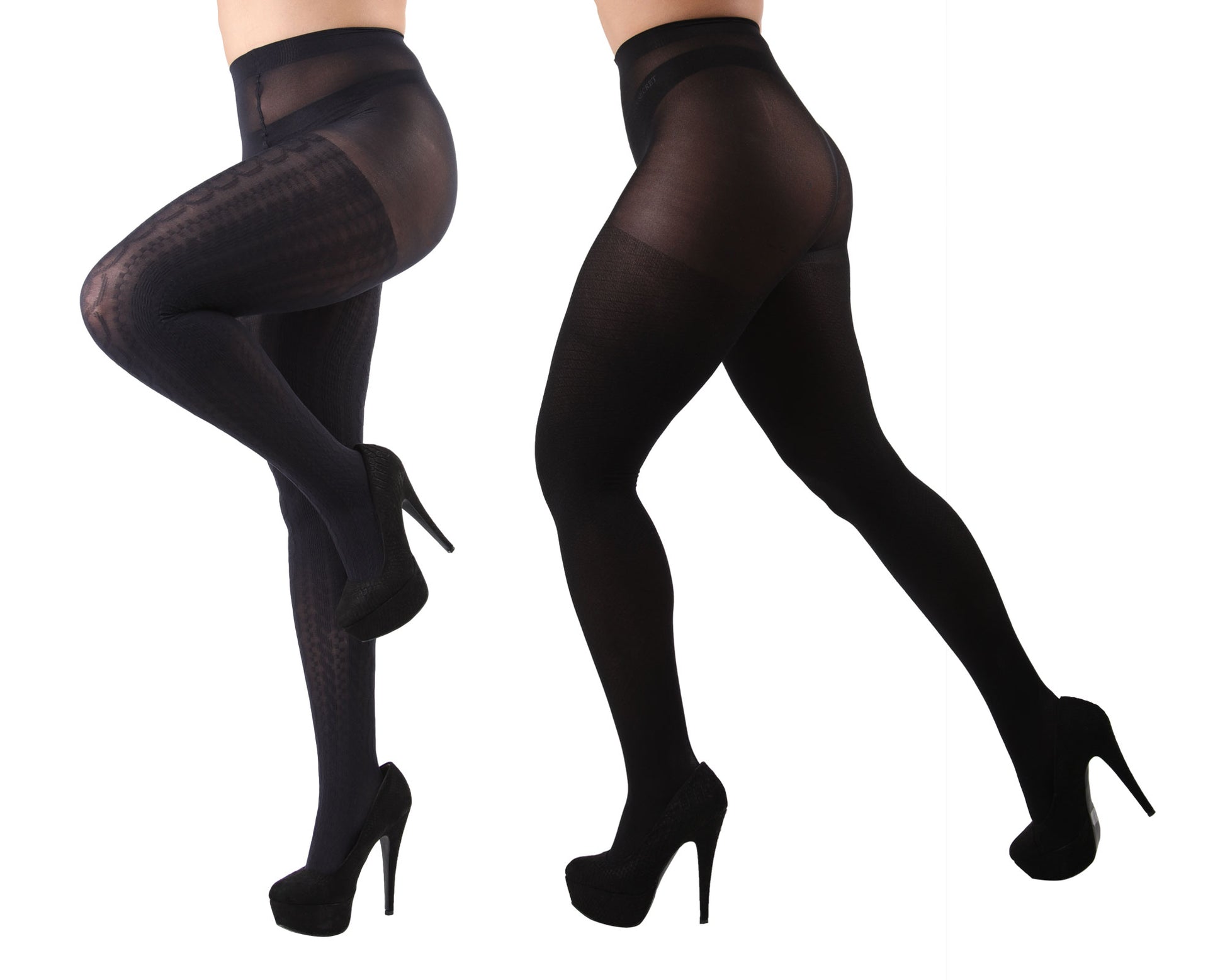 Candelabra/Solid Control Top Tights 2 Pack : Color: Navy-Black