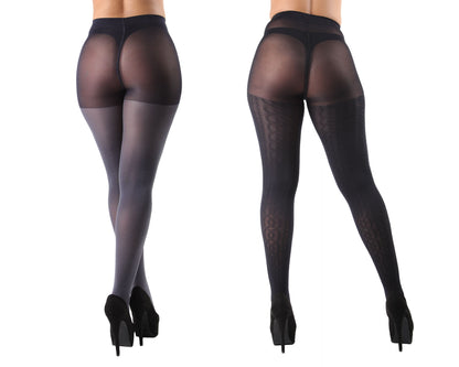 Heather/Solid Control Top Tights 2 Pack : Color: Navy Heather-Navy