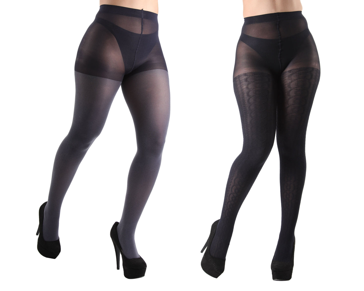 Heather/Solid Control Top Tights 2 Pack : Color: Navy Heather-Navy