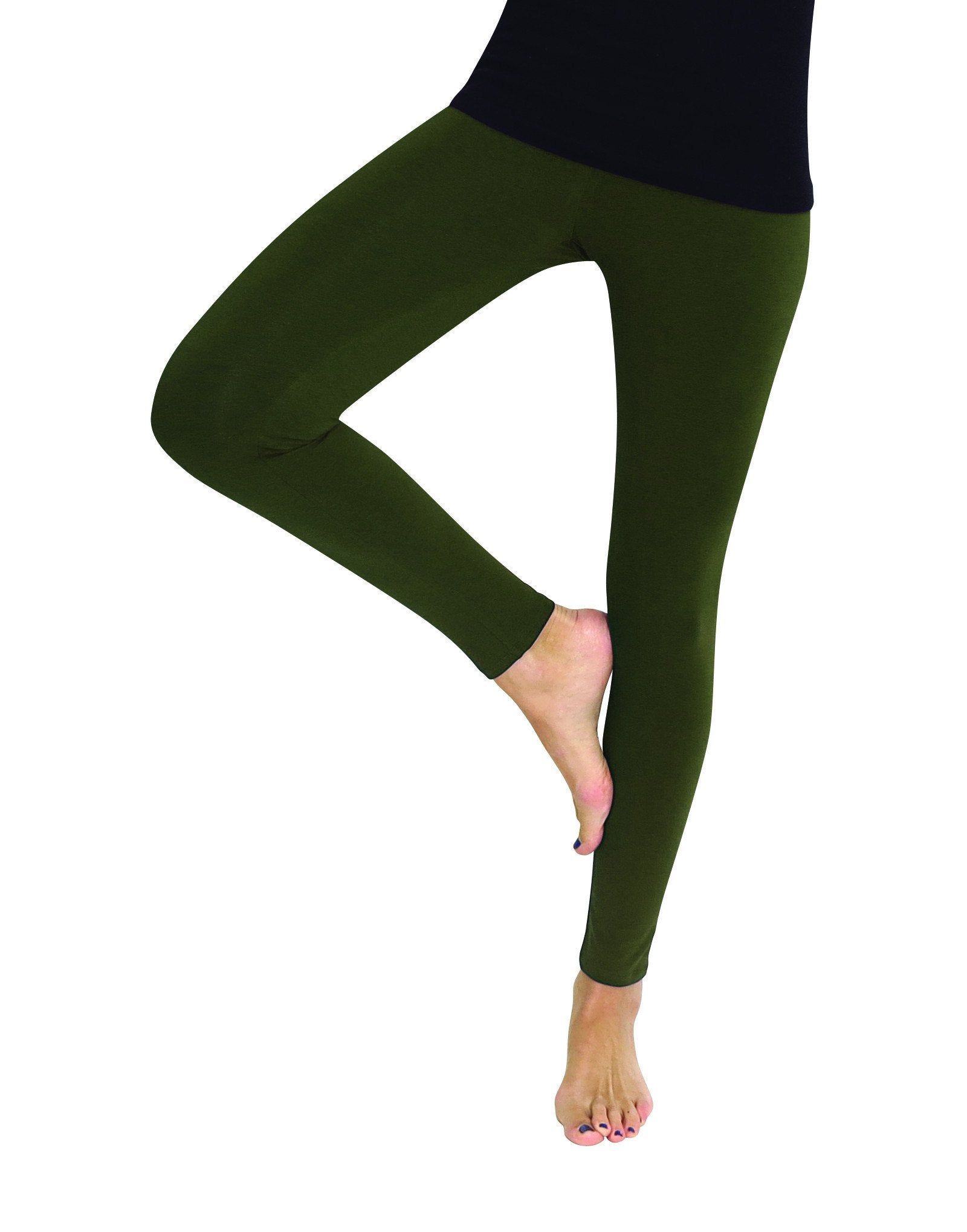 Women's Premium Fleece Lined Winter Footless Tights : Color: Ivy Green