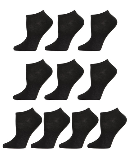 Women's 10 Pair Pack Basic Solid Low Cut Socks : Color: Black
