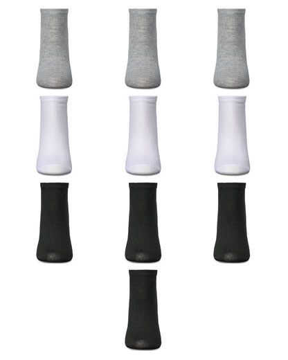 Solid Lowcut Sock 10 Pair Pack : Color: Gray-White-Black