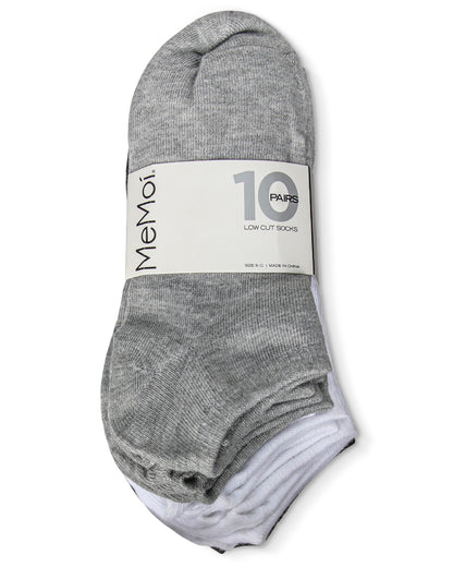 Solid Lowcut Sock 10 Pair Pack : Color: Gray-White-Black