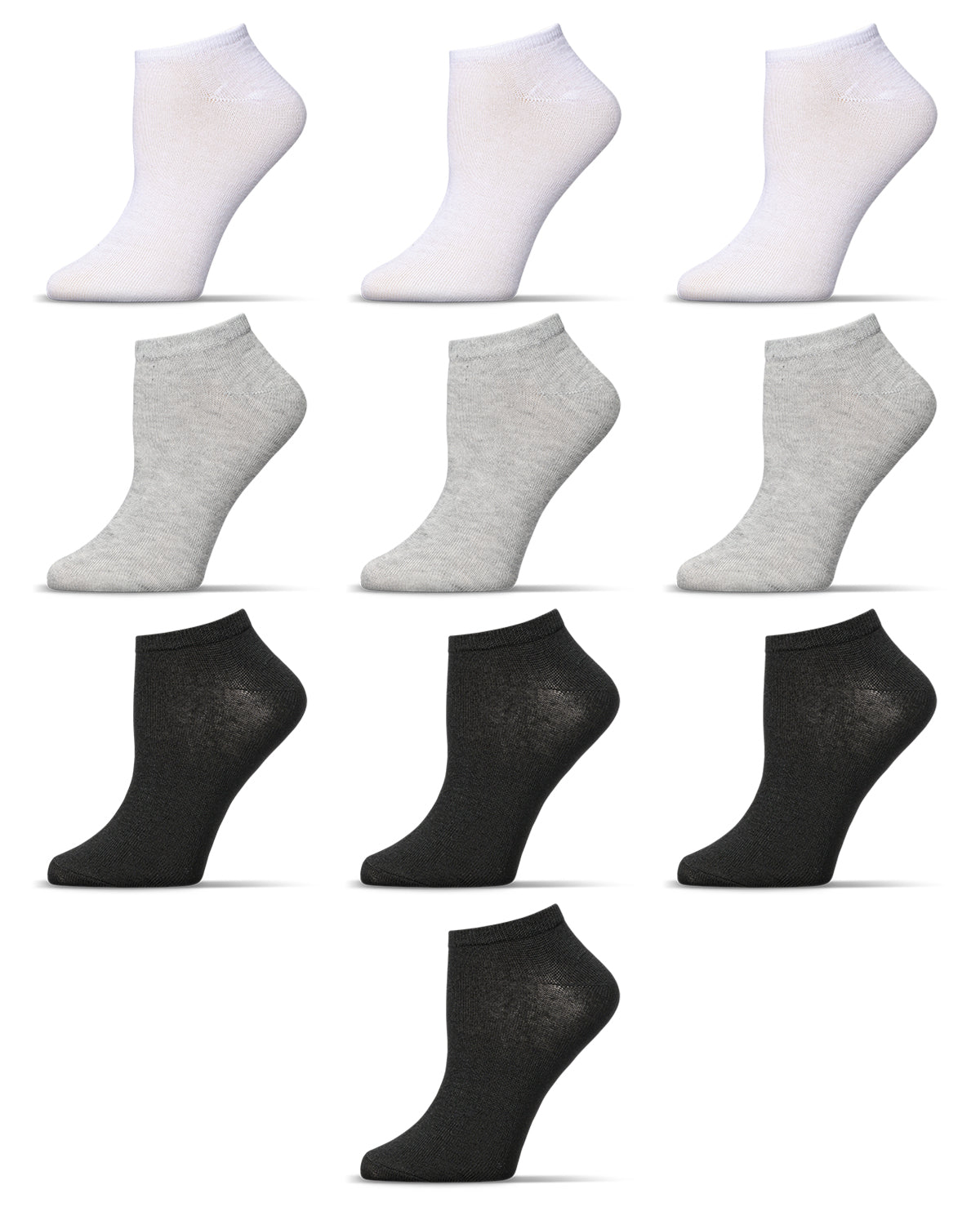 Solid Lowcut Sock 10 Pair Pack : Color: White-Gray-Black
