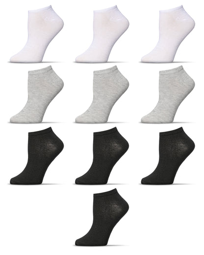 Solid Lowcut Sock 10 Pair Pack : Color: White-Gray-Black